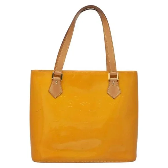 LOUIS VUITTON Monogram Vernis Houston Hand Bag Jaune M91121 LV Auth BA1348